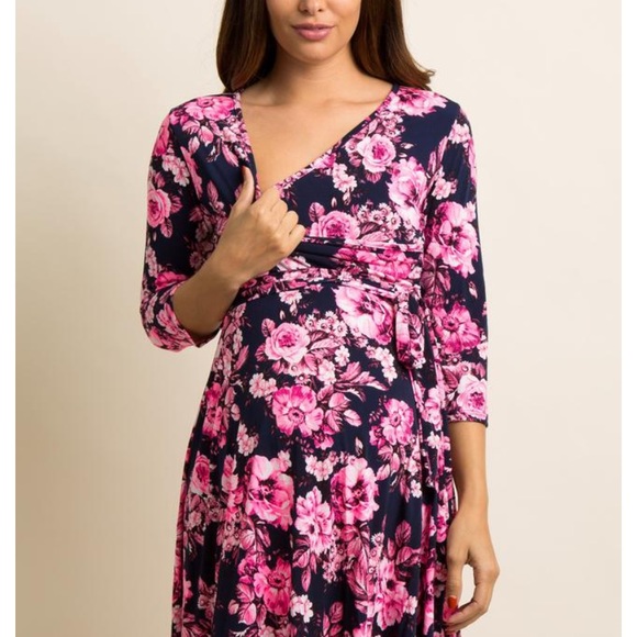 ASOS Maternity Maxi Neon and Pink Wrap Dress - Picture 3 of 7